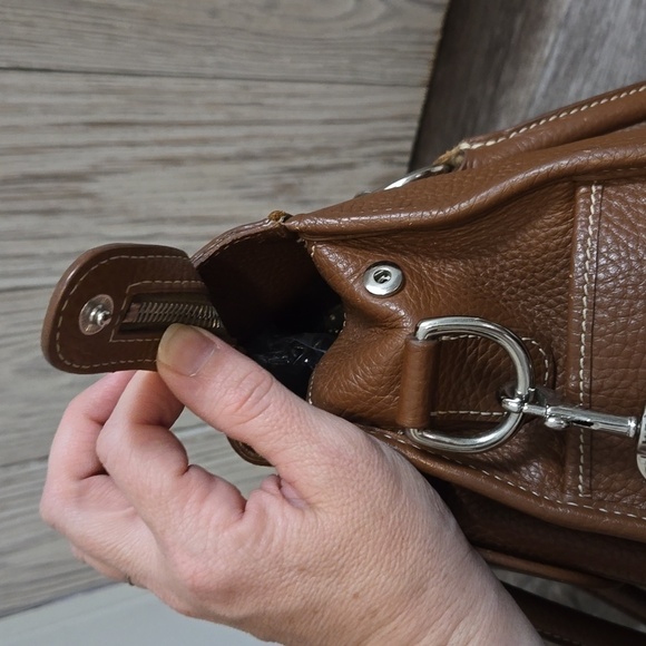 Vintage Dooney and Bourke Chestnut Double Pocket Satchel/Tote - Picture 11 of 11